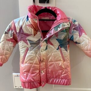 Baby Sara Kids' Iridescent Star Print Puffer Coat